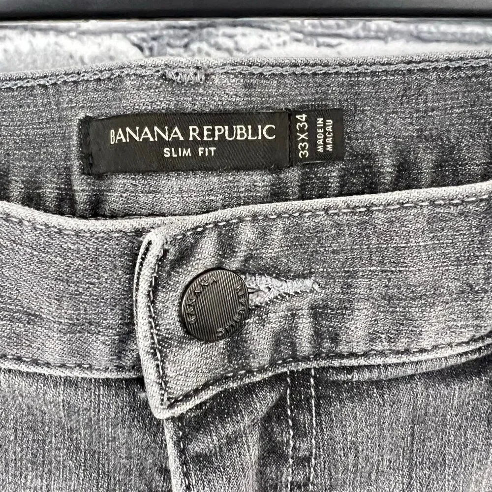 Banana Republic Men's Black Gray Slim‎ Fit Jeans Size 33 x 34